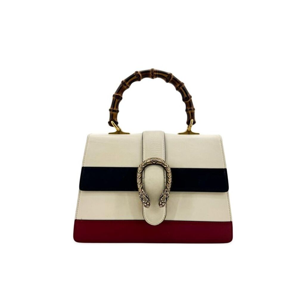 Gucci Dionysus Bamboo Top Handle Colorblock Leather Brown Leather Handbag